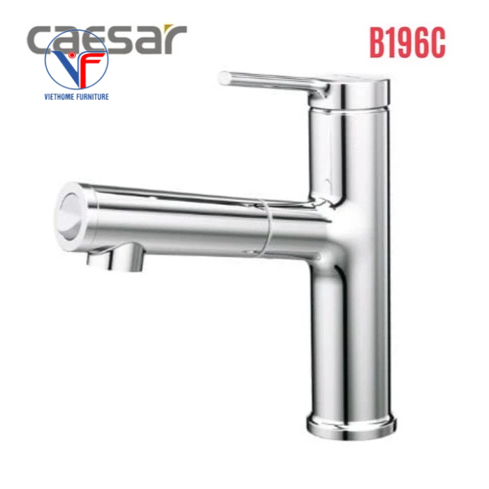 Vòi lavabo rửa mặt nóng lạnh Caesar B196C, vòi lavabo dây rút
