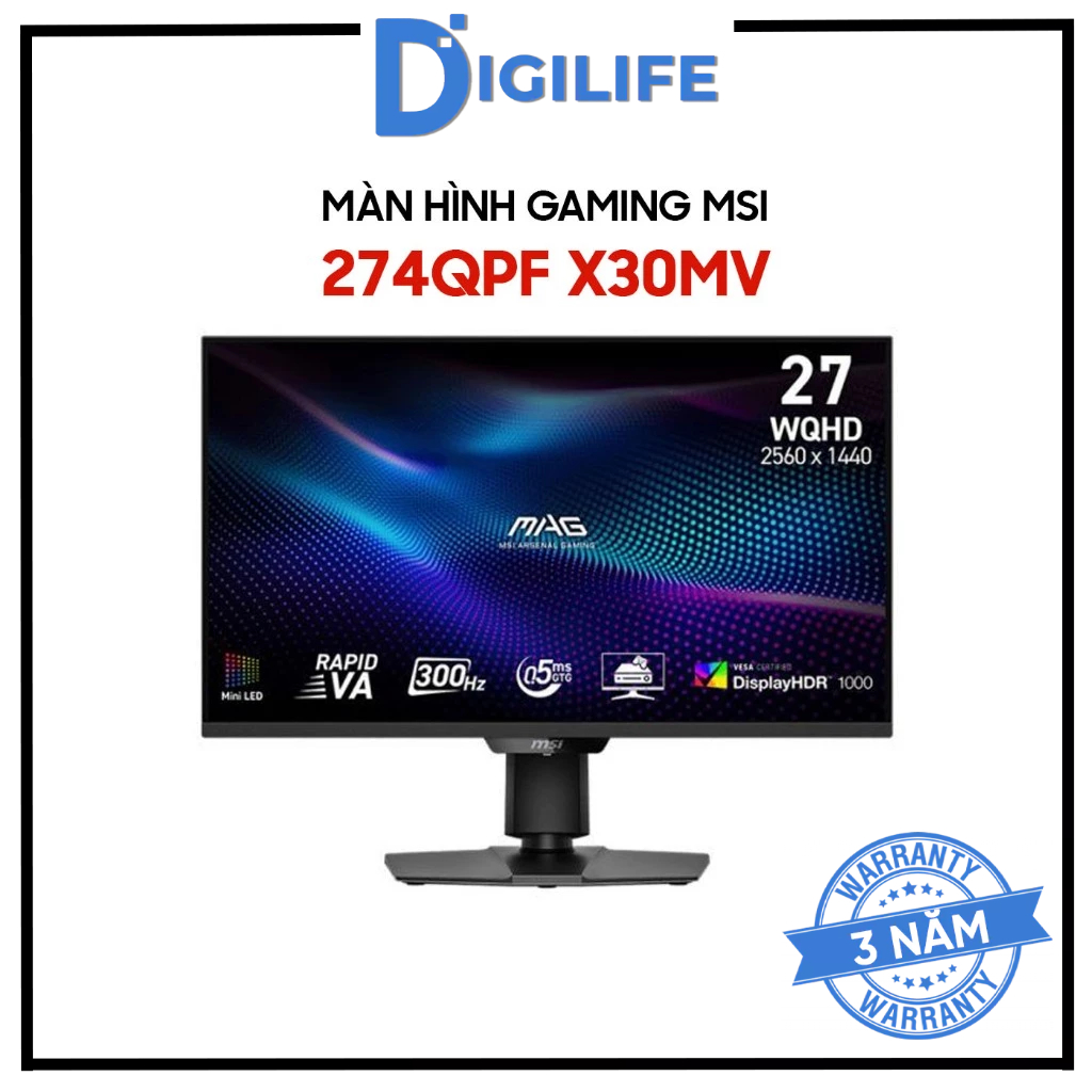 Màn hình Gaming MSI 27 inch MAG 274QPF X30MV 2K QHD 300Hz 0.5ms Rapid VA HDR1000