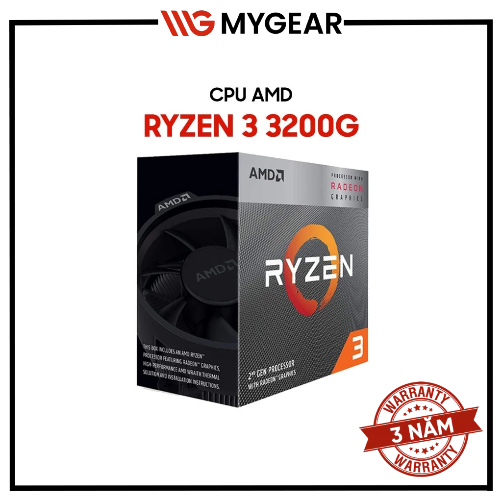 CPU AMD Ryzen 3 3200G 4 Nhân 4 Luồng 4.0GHz - Bảo hành chính hãng 36 tháng AMD Việt Nam