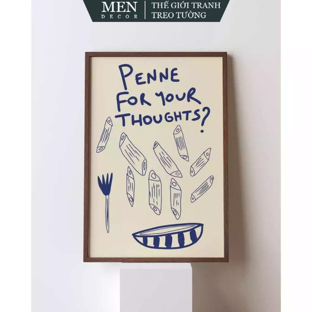 Tranh treo tường, Penne Pasta Print Hand-Drawn Kitchen Wall Art, nhận in theo yêu cầu, tặng kèm đinh