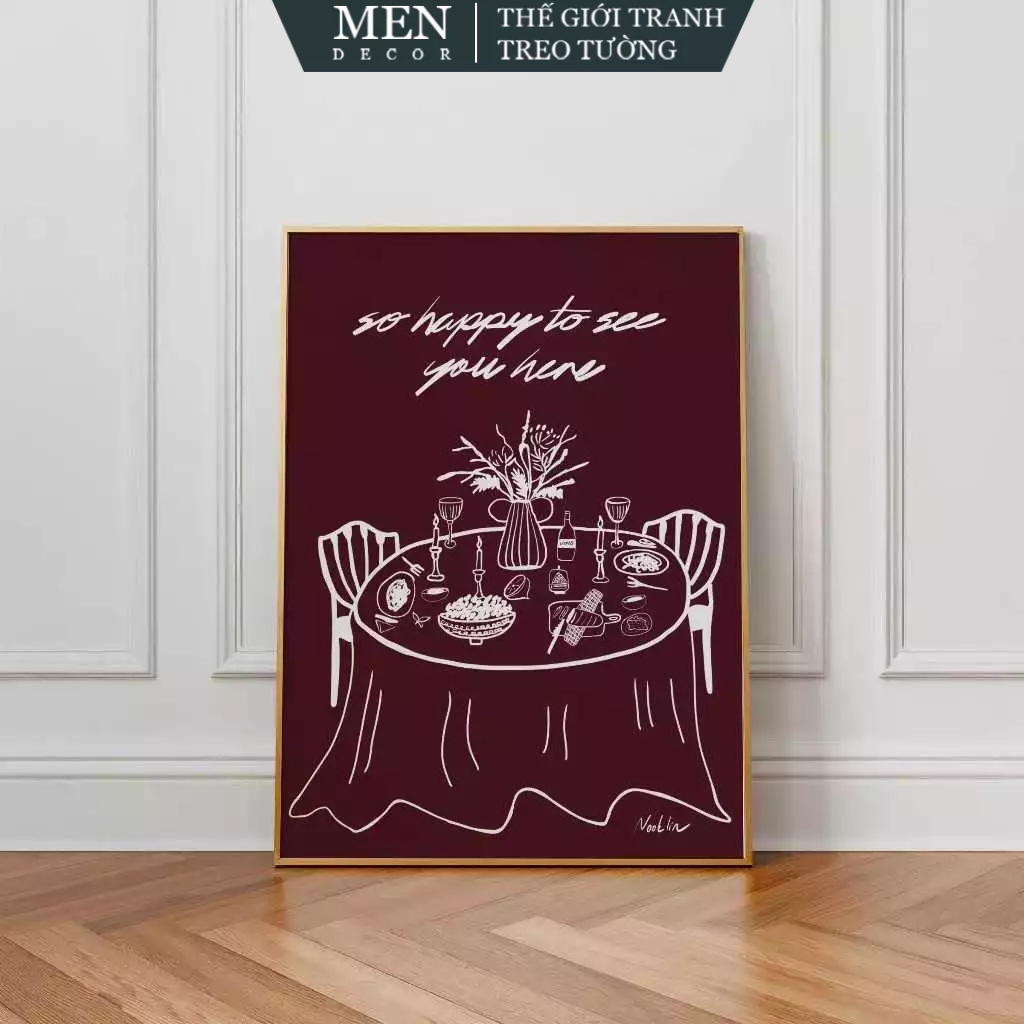 Tranh treo tường, Dinner Table Print Still Life So Happy to See You Here, nhận in theo yêu cầu, tặng