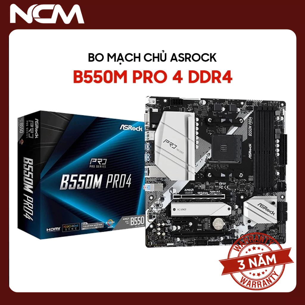 Mainboard ASRock B550M Pro4 Hỗ Trợ AMD AM4 DDR4 - Bảo hành 36 tháng