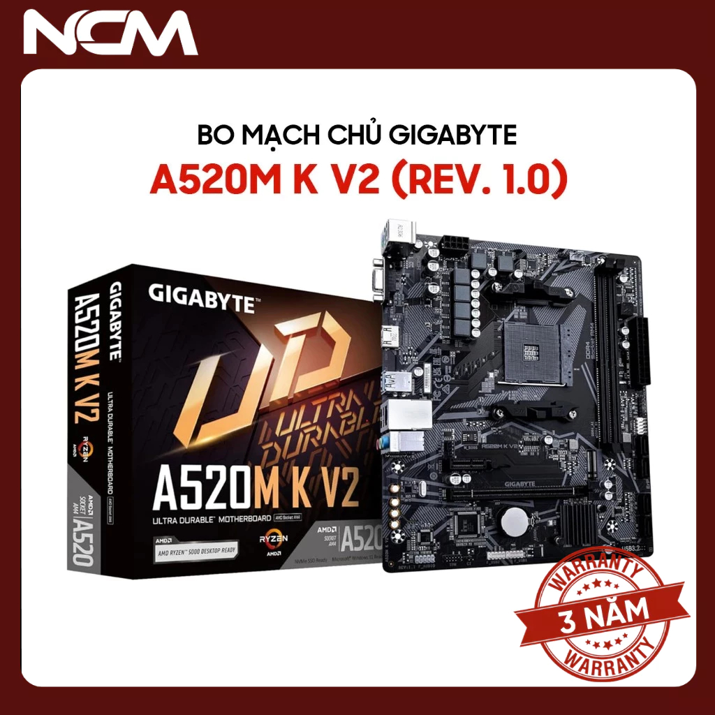 Mainboard Gigabyte A520M K V2 (rev. 1.x) DDR4 - Bảo hành 36 tháng