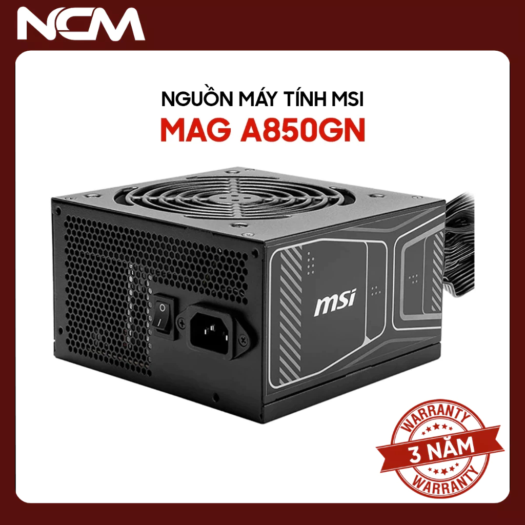 Nguồn MSI Nguồn MSI MAG A850GN 850W Chuẩn ATX 3.1, PCIe 5.1 80 Plus Gold Non Modular