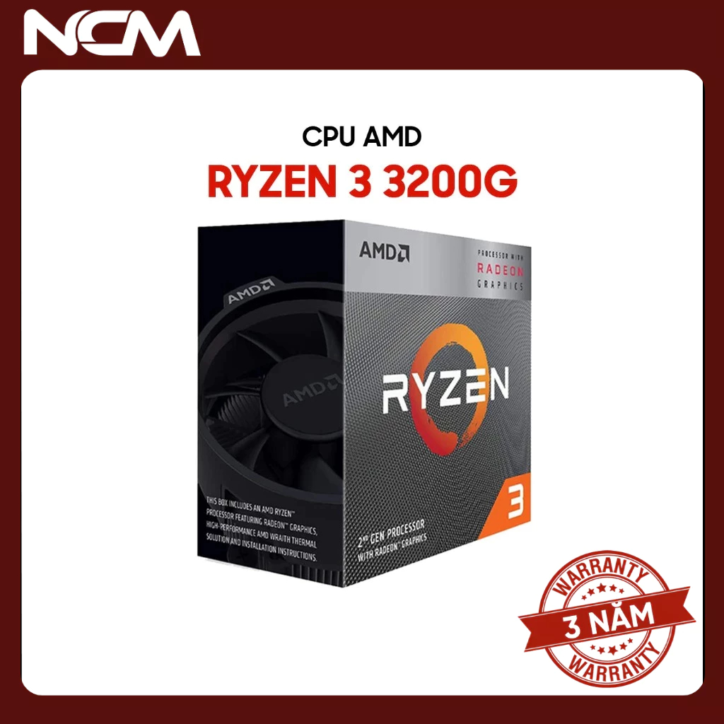 CPU AMD Ryzen 3 3200G 4 Nhân 4 Luồng 4.0GHz - Bảo hành chính hãng 36 tháng AMD Việt Nam