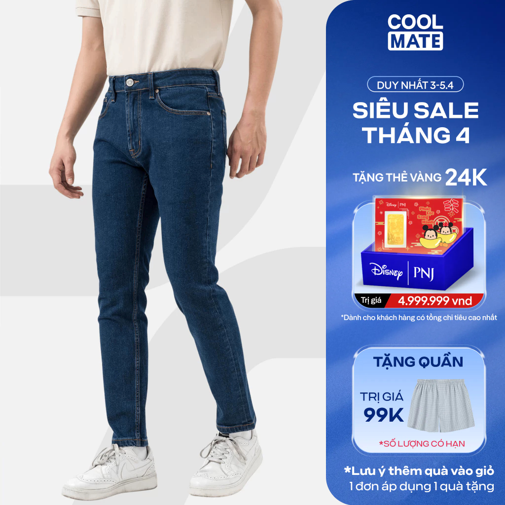 Quần Jeans Nam Basics dáng Slim fit bền bỉ, vừa vặn, tôn dáng, quần đi làm đi chơi dạo phố Coolmate