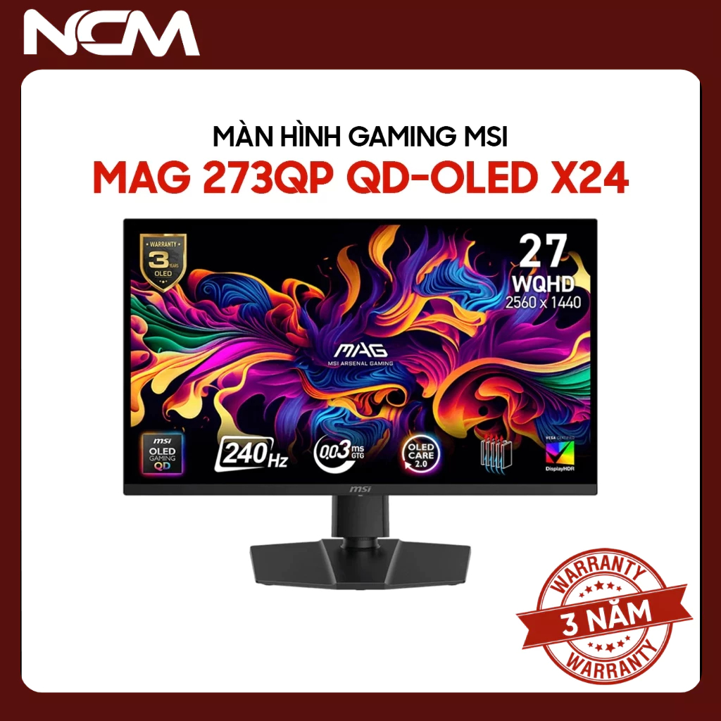 Màn hình Gaming MSI MAG 273QP QD-OLED X24 27 inch 2K WQHD 240Hz 0.03ms QD-OLED - Bảo hành 36 tháng