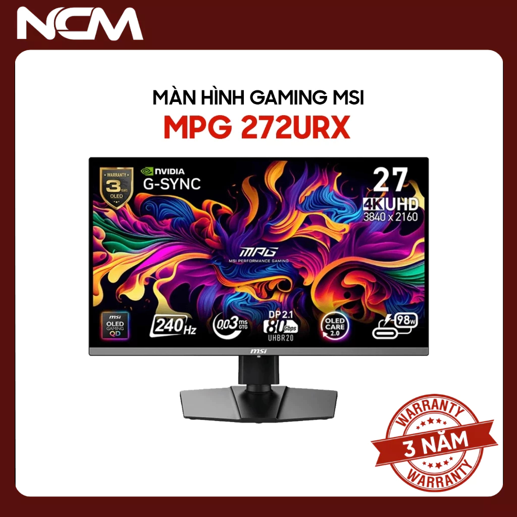Màn hình Gaming MSI MPG 272URX QD-OLED 27 inch 4K UHD 240Hz 0.03ms QD-OLED - Bảo hành 36 tháng