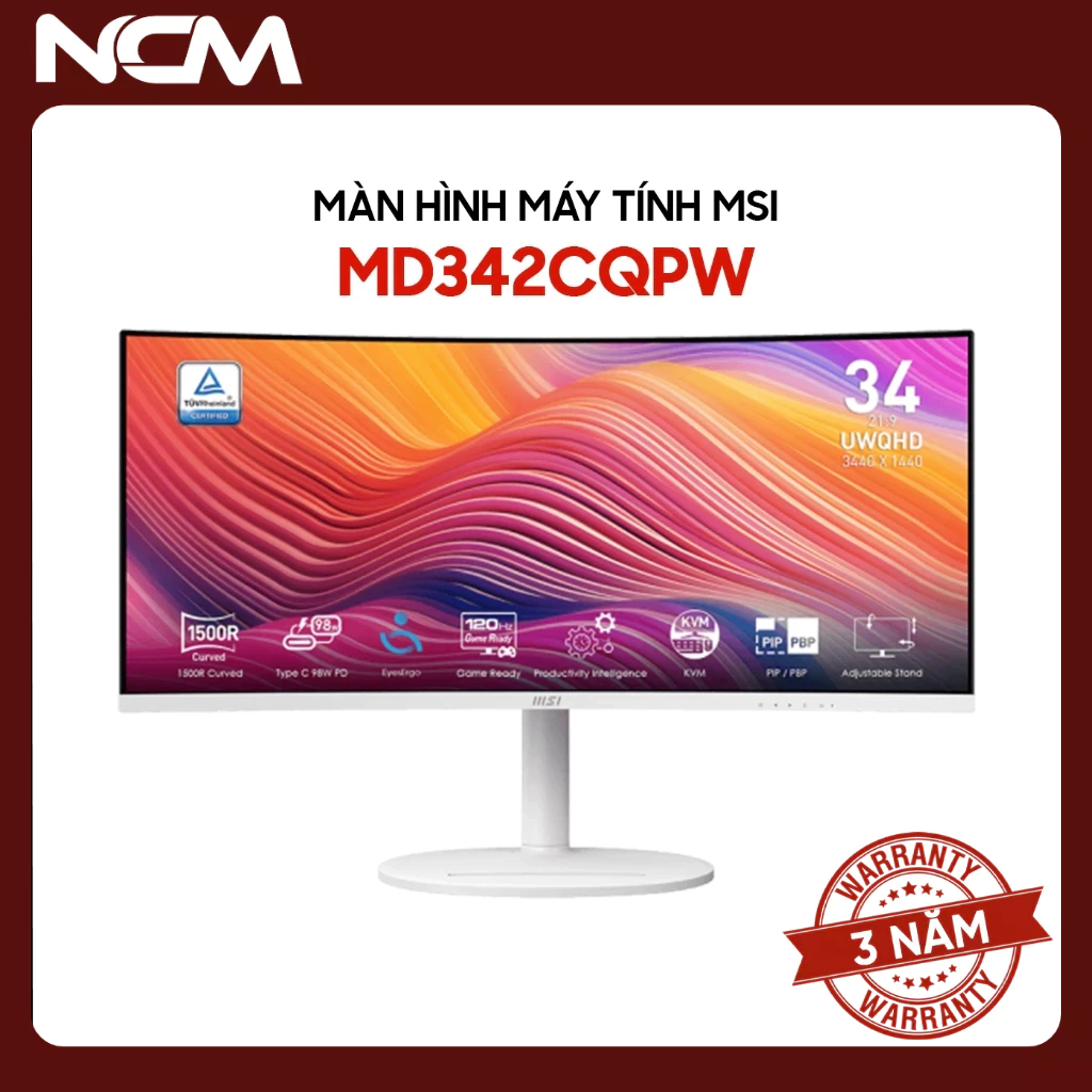 Màn hình đồ họa MSI Modern MD342CQPW 34 inch UWQHD 120Hz 1ms VA Cong 1500R - Bảo hành 36 tháng
