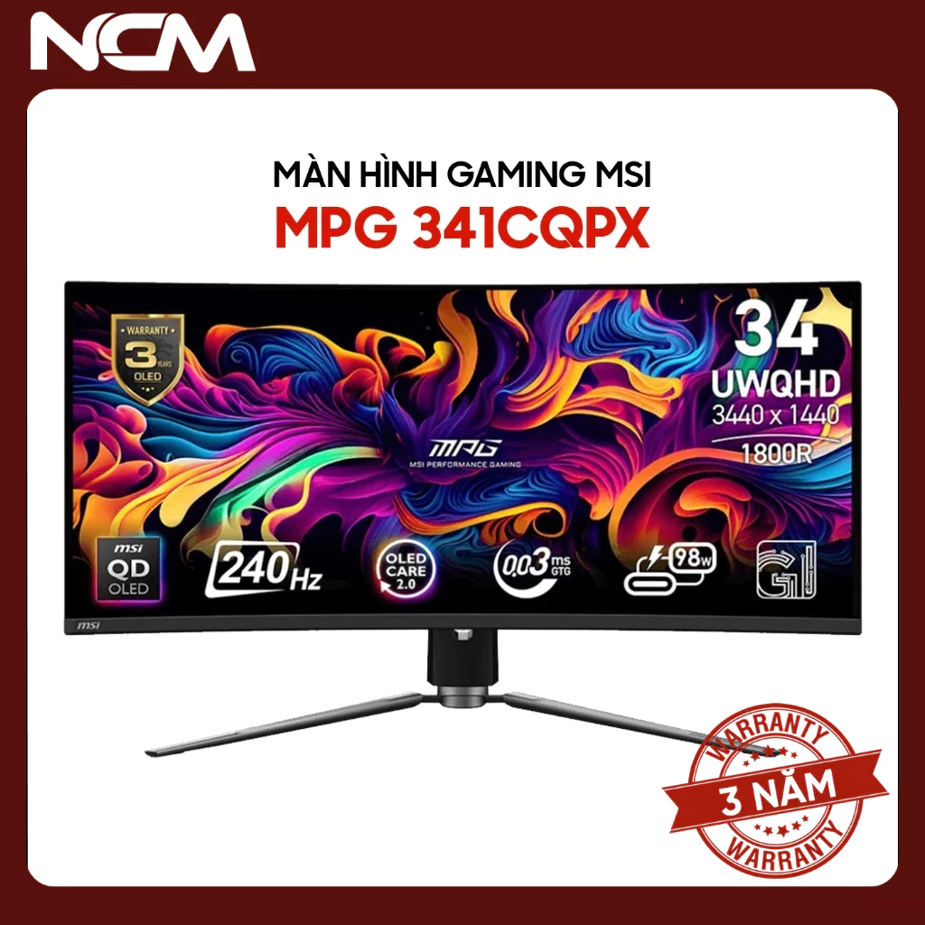 Màn hình Gaming MSI MPG 341CQPX QD-OLED 34 inch UWQHD 240Hz 0.03ms - Bảo hành 36 tháng