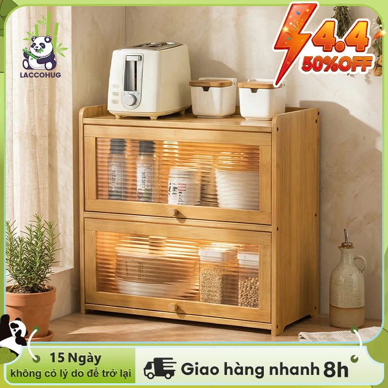 Tủ để đồ tủ lưu trữ tủ đồ trên mặt bàn bằng tre chịu tải tốt dễ lắp đặt ngăn mở/cửa kính trong suốt | BigBuy360 - bigbuy360.vn