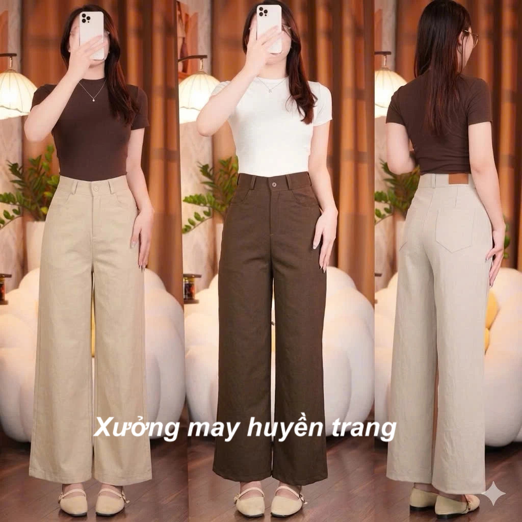 Quần Ống Suông Rộng Lưng Cao Chất Kaki Nhật Cạp Phẳng Siêu Hot M255 | BigBuy360 - bigbuy360.vn