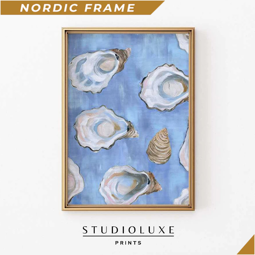 Tranh treo tường, Oysters Vintage Painting  Beachy Wall Art  Coastal Granddaughter Decor  Trendy Blu