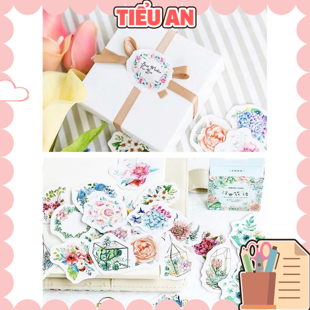 Bộ sticker/ Hình dán Hoạ Tiết Thiên Nhiên Hoa Lá Nhiều Kiểu Dáng (45 Hình)