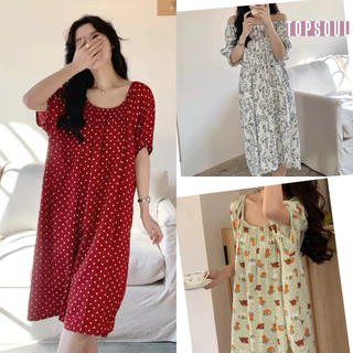 Váy có tay ngắn lanh tole siêu mềm mát, freesize, mặc ngủ, bầu bí thoải mái NTP2