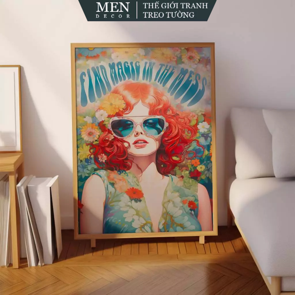 Tranh treo tường, 70s Decor, Flower Child Art, 70s Wall Art, 70s Floral, nhận in theo yêu cầu, tặng 