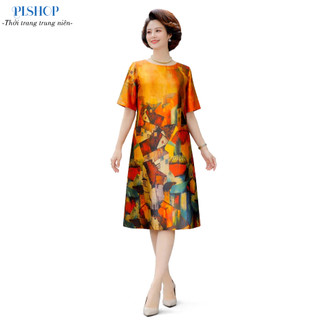 Đầm Trung Niên Suông Cho Mẹ Đi Tiệc Thời Trang , Váy Trung Niên Tặng Mẹ , Tặng Bà