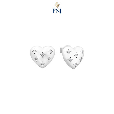 Bông tai Bạc đính đá PNJSilver Hình Trái Tim XMXMW060317