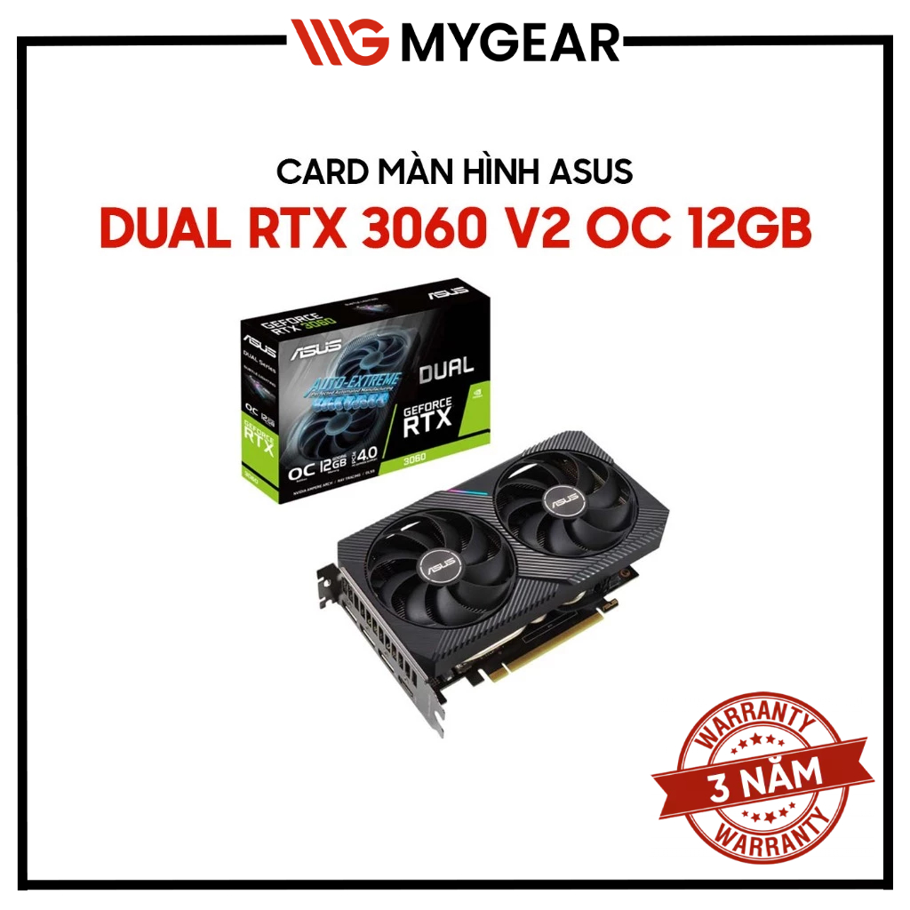 Card màn hình ASUS Dual GeForce RTX 3060 V2 OC Edition 12GB GDDR6
