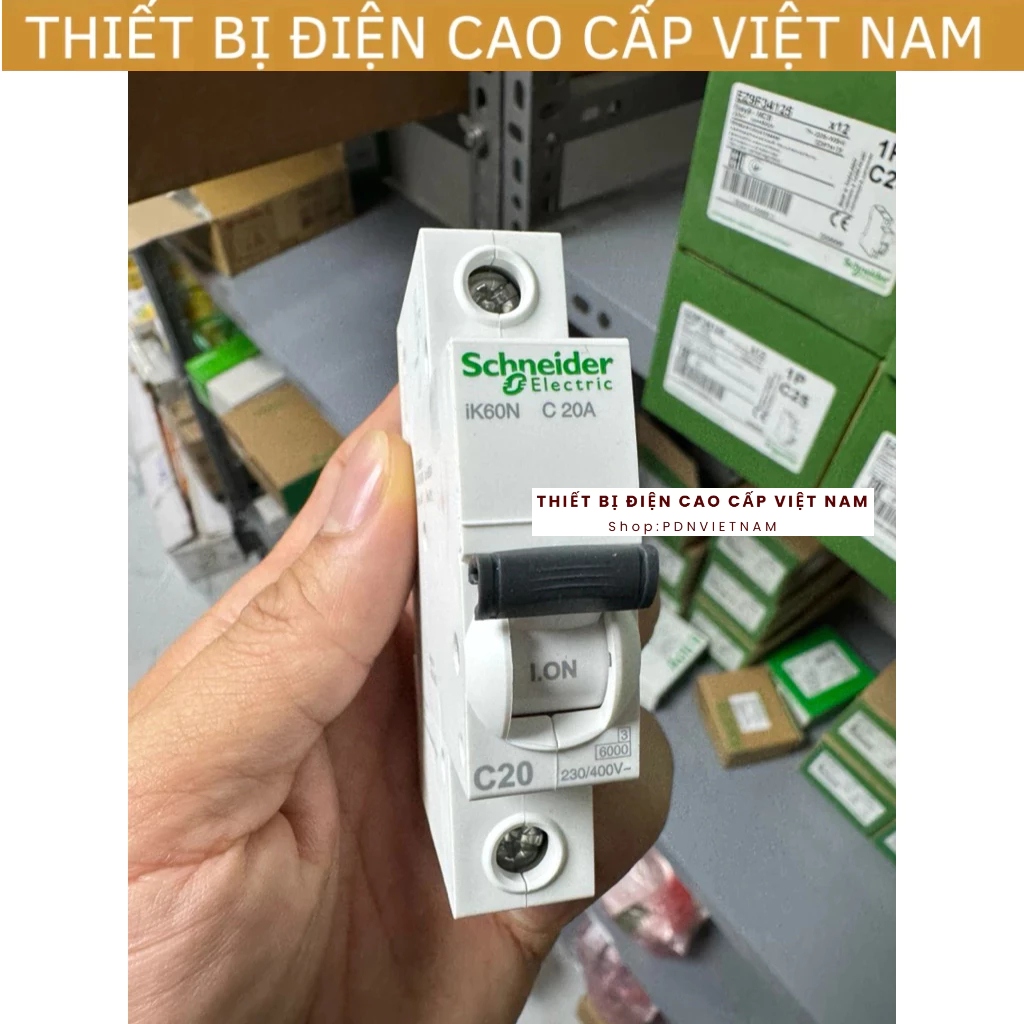 Cầu dao tự động Schneider 1P, 20A, 6Ka Acti9 MCB, Aptomat, Át đơn tép Schneider, mã A9K27120