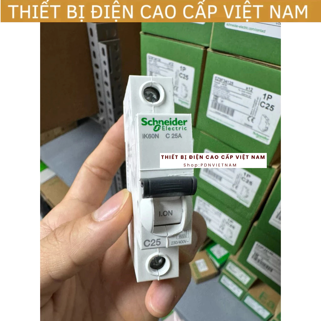 Cầu dao tự động Schneider 1P, 25A, 6Ka Acti9 MCB, Aptomat, Át đơn tép Schneider, mã A9K27125