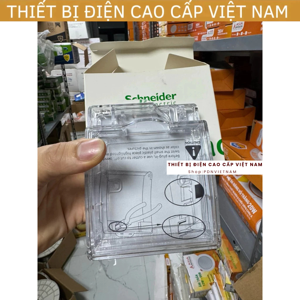 Mặt che chống thấm nước IP55 Schneider, Hộp chống ẩm, chống nước Schneider cho ổ cắm vuông, - Mã: E2
