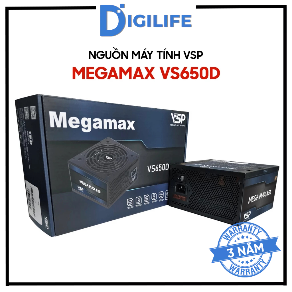Nguồn máy tính VSP MEGAMAX VS650D 650W / VS750D 750W Cybenetics Silver