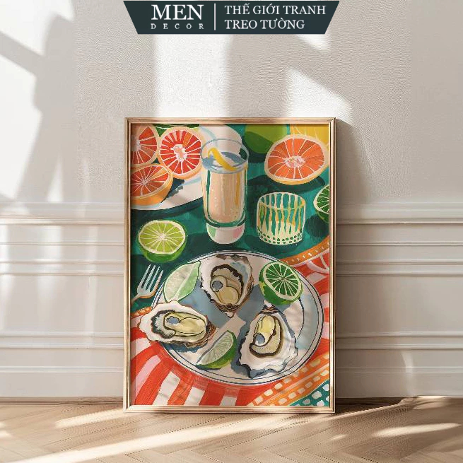 Tranh treo tường, Maximalist Kitchen Decor, Oysters Poster, Brunch Club, nhận in theo yêu cầu, tặng 