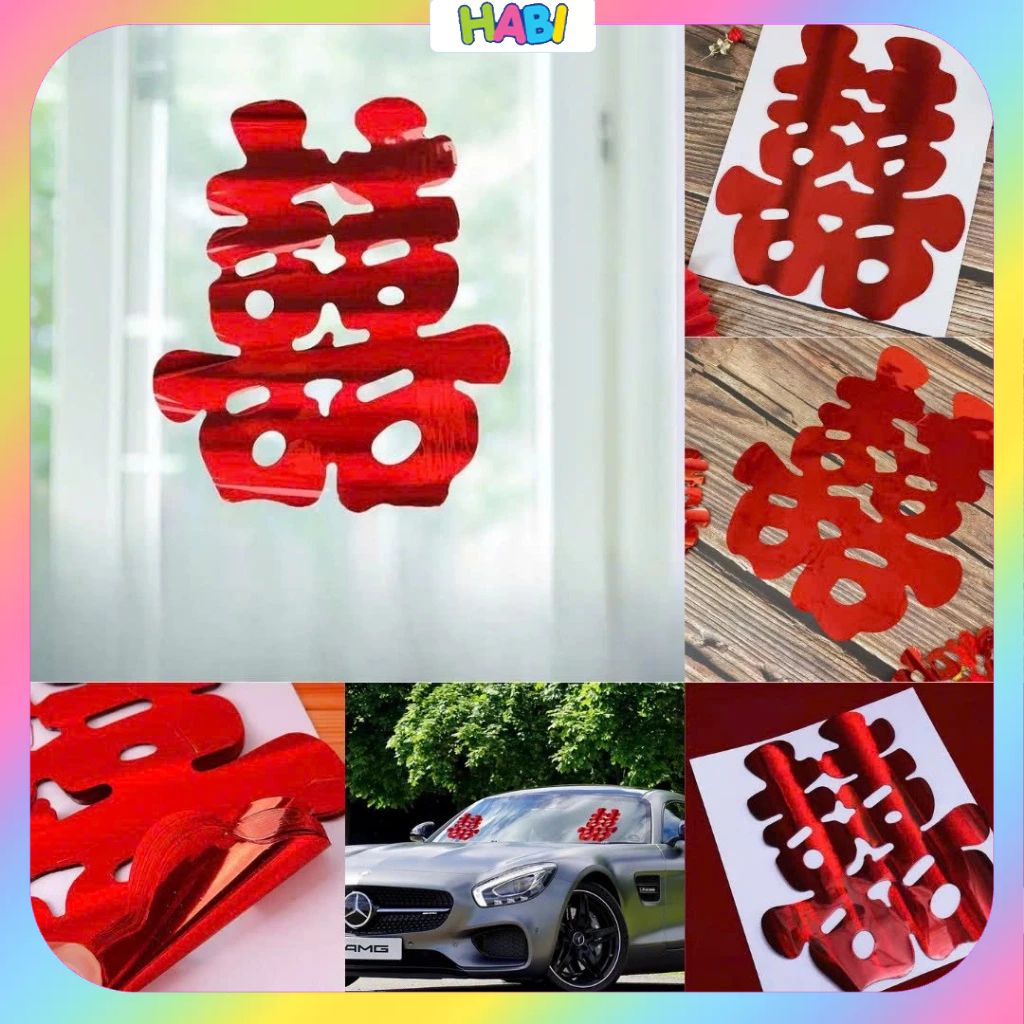 Combo 50 Chữ Hỷ Lấp Lánh Trang Trí Cưới Hỏi – Decal Dán Kính, Dán Xe Hoa – Decor Tiệc Cưới Sang Trọn