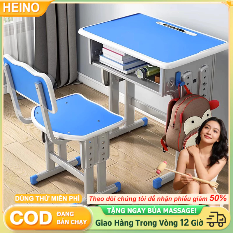 HEINO Bộ Bàn Học Sinh Thông Minh Cho Bé Có Ngăn Bàn Chống Gù Chống Cận Có Điều Chỉnh Được