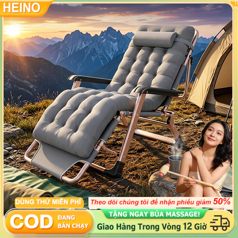 Ghế xếp gấp gọn nằm ngủ du lịch - cắm trại ngoài trời gấp 10 giây khoang rộng rãi cho bé & người lớn