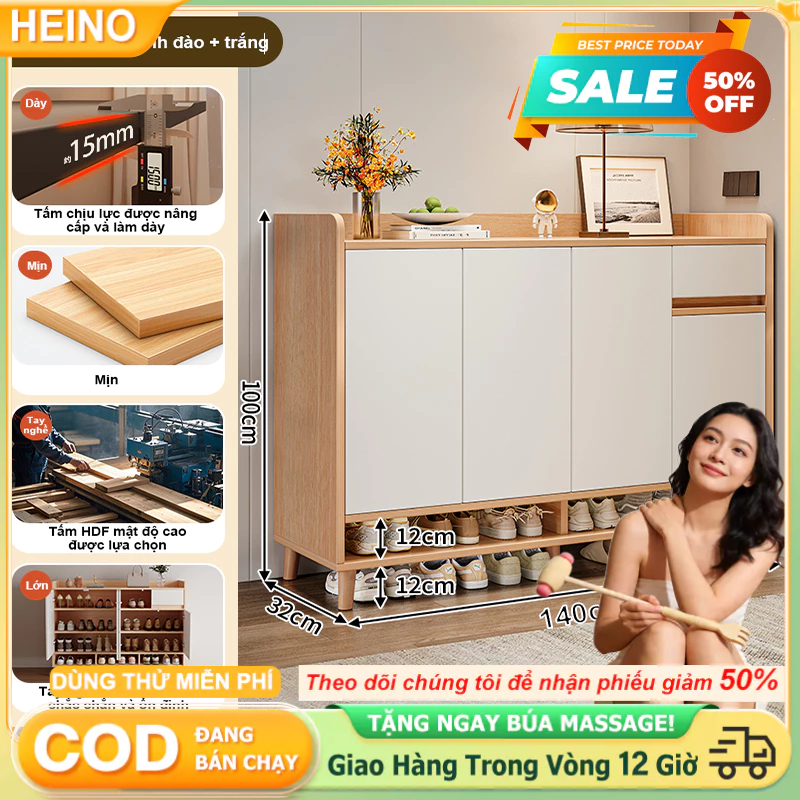 HENIO Tủ Giày Gỗ Tự Nhiên Đặt Cạnh Tường Tủ Đựng Giày Lối Vào Nhà  Thiết Kế Hiện Đại Có Ngăn Lưu Trữ
