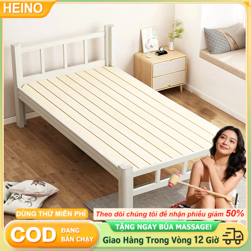 𝑯𝑬𝑰𝑵𝑶 Giường sắt một tầng cho sinh viên ký túc xá bệnh viện giường sắt dày có thể cất giữ đồ đạc | BigBuy360 - bigbuy360.vn