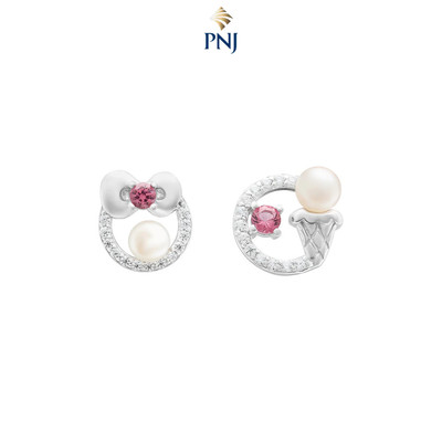Bông tai Bạc đính Ngọc trai PNJ ❤️ HELLO KITTY PFMXW000002