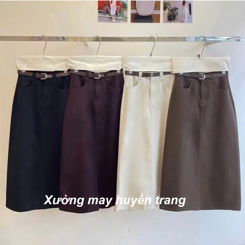 Chân váy kaki nữ dài 85cm dáng suông xẻ tà sau mềm mịn co giãn nhẹ cạp cao tôn dáng thanh lịch M688 | BigBuy360 - bigbuy360.vn