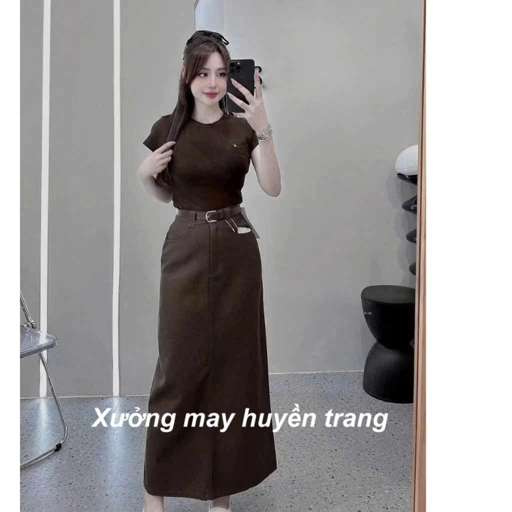 Chân váy kaki nữ dài 85cm dáng suông xẻ tà sau mềm mịn co giãn nhẹ cạp cao tôn dáng thanh lịch M688 | BigBuy360 - bigbuy360.vn