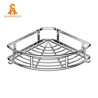 SPACEMADER Kệ Góc Nhà Tắm Dán Tường Kệ Để Đồ Phòng Tắm Dán Tường + Miếng Dán Kệ Góc INOX Hàng Đẹp Chống Gỉ