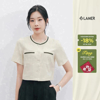 Áo Kiểu Nữ Croptop Trẻ Trung Áo Sơ Mi Cổ Tròn Nữ Dáng Suông LAMER V61B24H006 O61B25H003