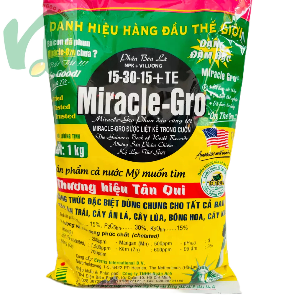 Miracle Gro 15-30-15+Te 1kg phân bón lá