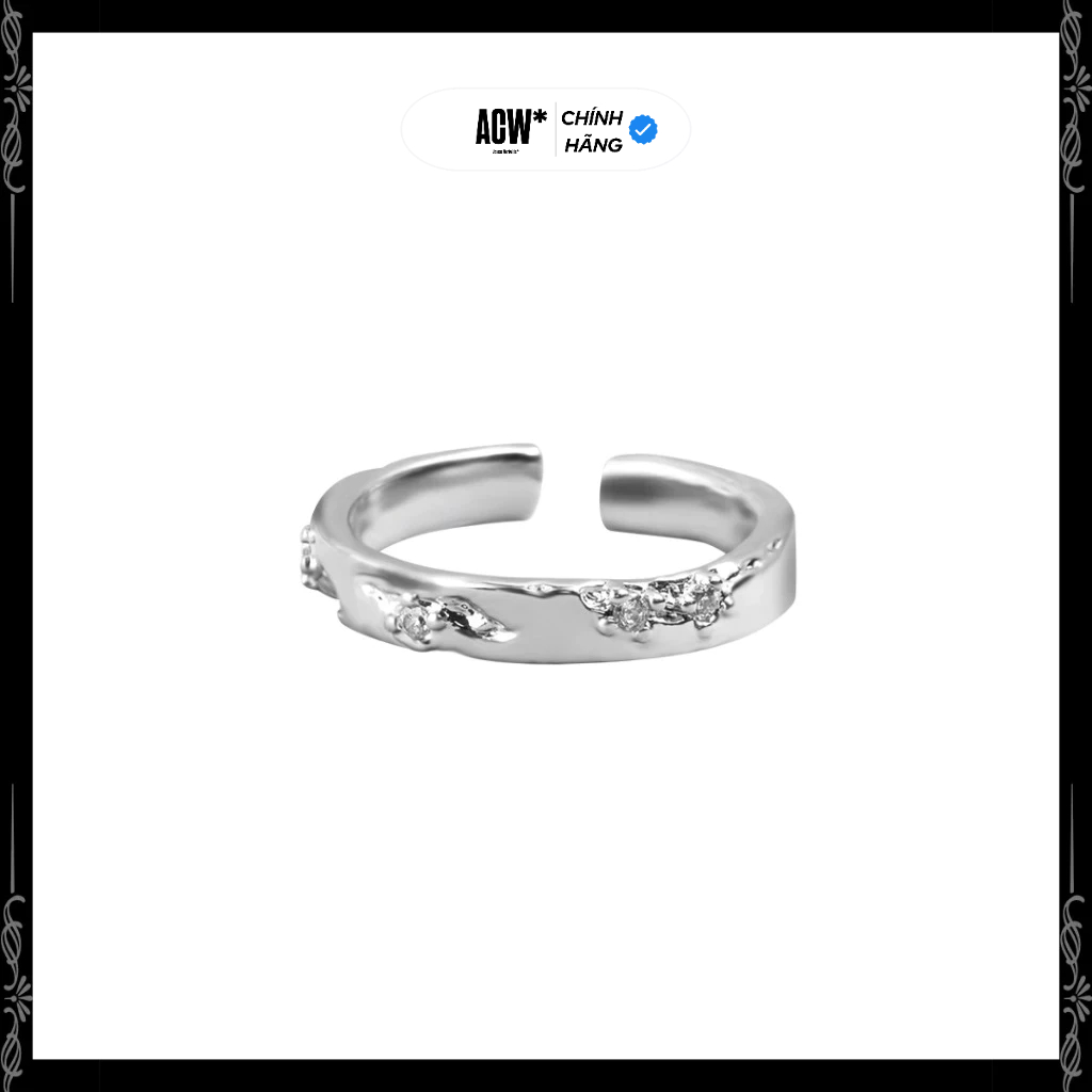 Nhẫn Titan Không Gỉ Access Workshop – Nhẫn Cặp Freesize Khảm Đá Stream Ring
