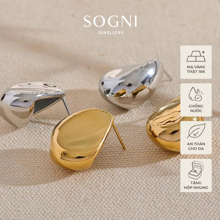 Bông tai sát tai nữ titan Sogni Zeko mạ vàng PVD 18K  Thép không gỉ YY682A