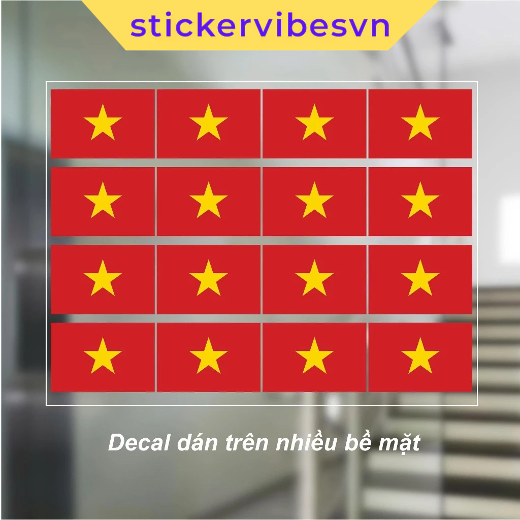 Decal Sticker, Vietnam National Flag, Decor Lễ 30/4-1/5, 2/9, Kính,cửa hàng, SFL26
