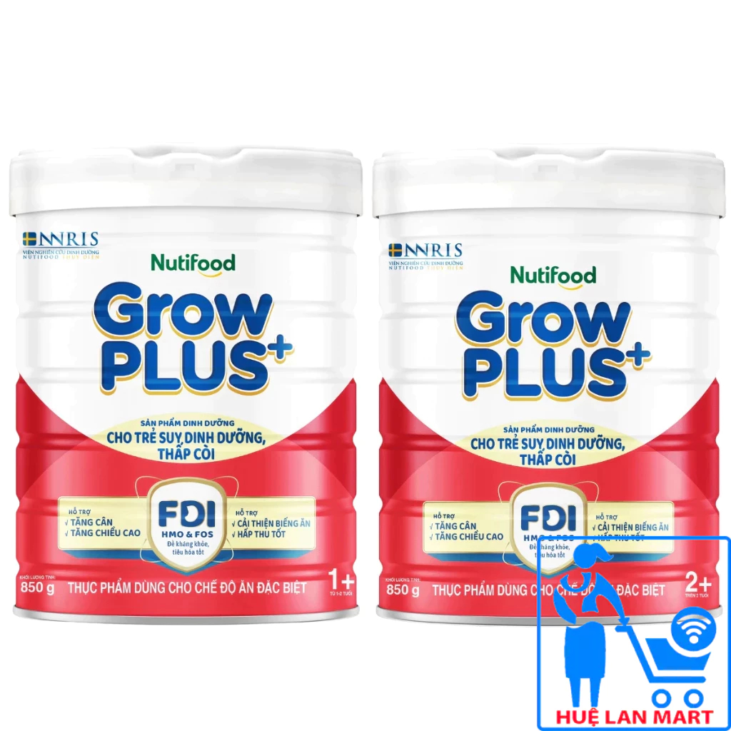 Sữa Bột Nutifood Grow Plus đỏ Suy Dinh Dưỡng (Đỏ) Số 1+/ 2+ lon 800g