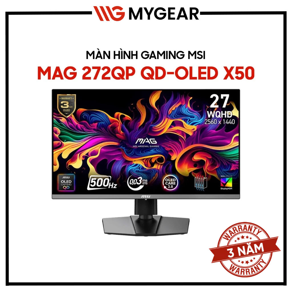 Màn hình Gaming MSI MAG 272QP QD-OLED X50 26.5 inch 2K 500Hz 0.03ms QD-OLED