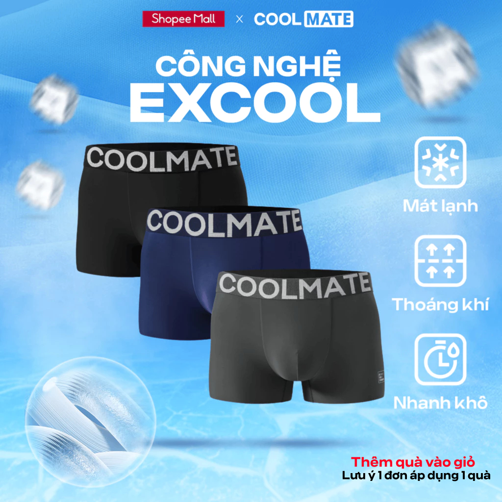 Combo 3 quần Lót Nam Trunk Excool Clean Cut II Coolmate thoáng mát, thấm hút
