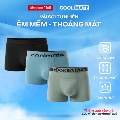 [MUA 3 TẶNG 1]Combo 3 quần lót nam Trunk Lenzing Modal cạp logo + khe moi kháng khuẩn, thấm hút tốt Coolmate