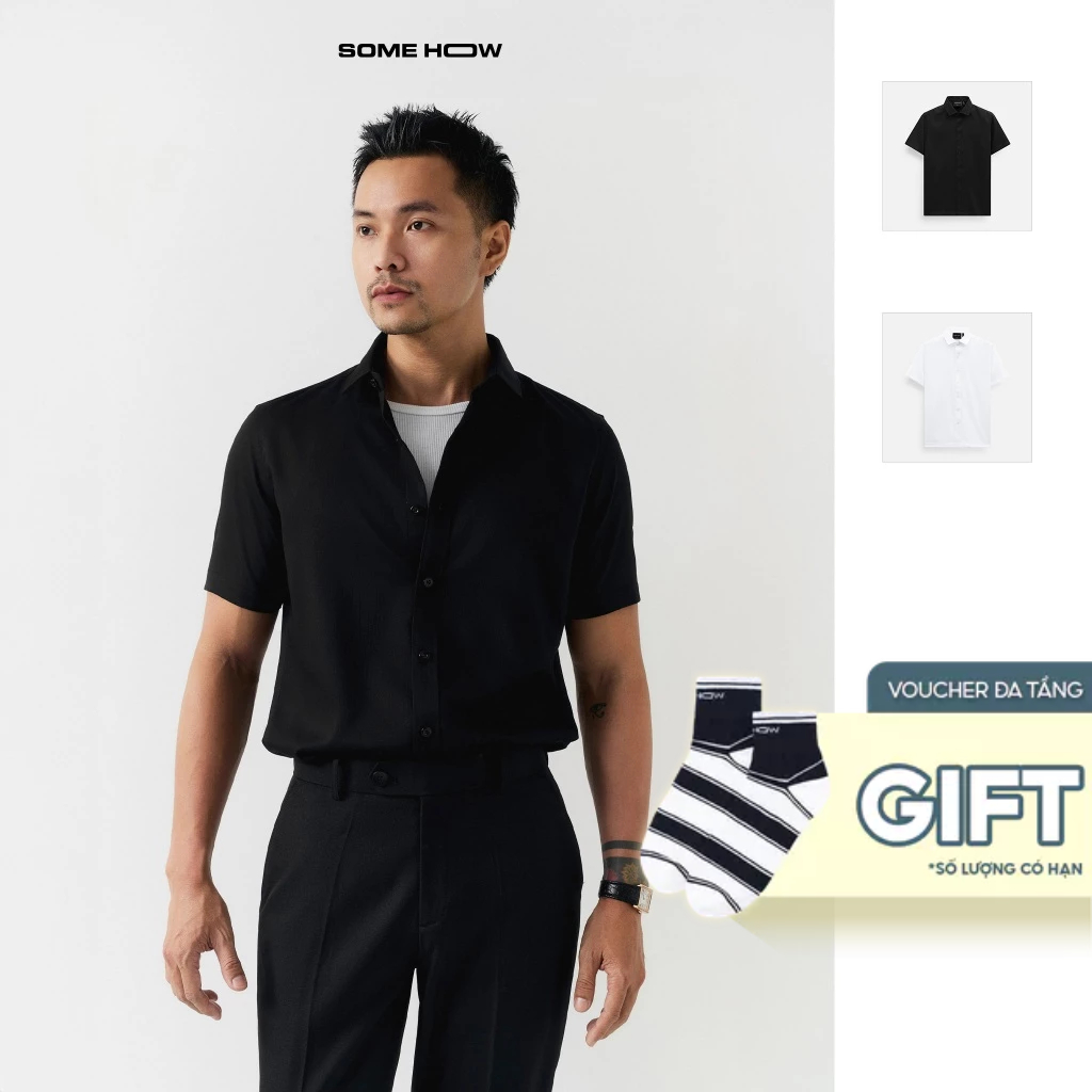 Áo Sơ Mi Nam Short Sleeves August GS, Chất Vải 30% Bamboo-30% Microfiber-35% Poly-5% Spandex, SM0158