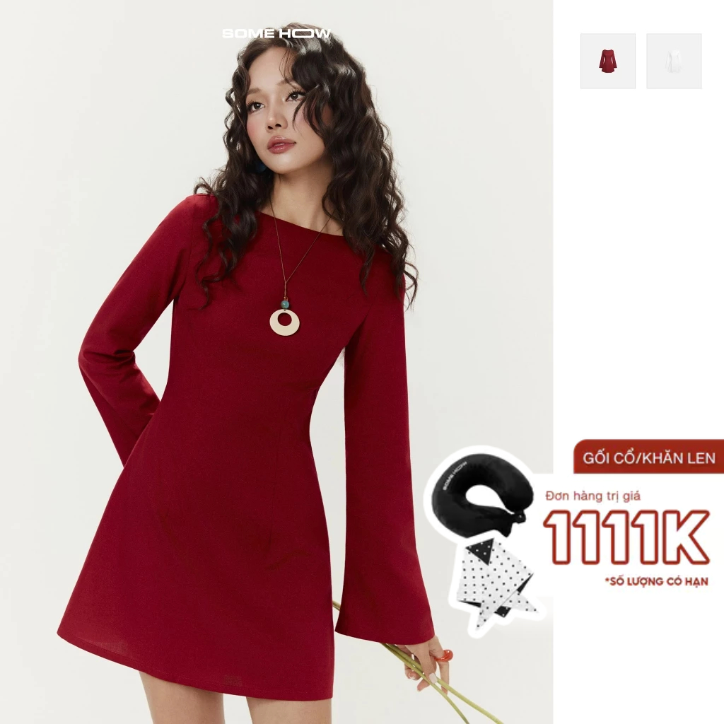 [New2] Đầm Ngắn Aurora Bell Sleeves Vải Linen Thoải Mái Nữ Tính Hiện Đại, WDN165  SOME HOW STORE