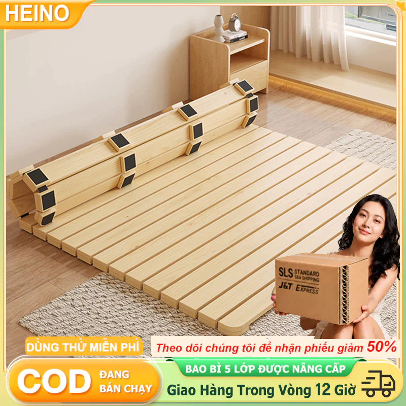HEINO Giường Pallet Gấp Gọn Cho Giường Cuộn Trải Sàn Làm Từ Gỗ Thông Cao Cấp Kiện Nhập Khẩu Có Thể Cuộn Lại Khoảng 5s