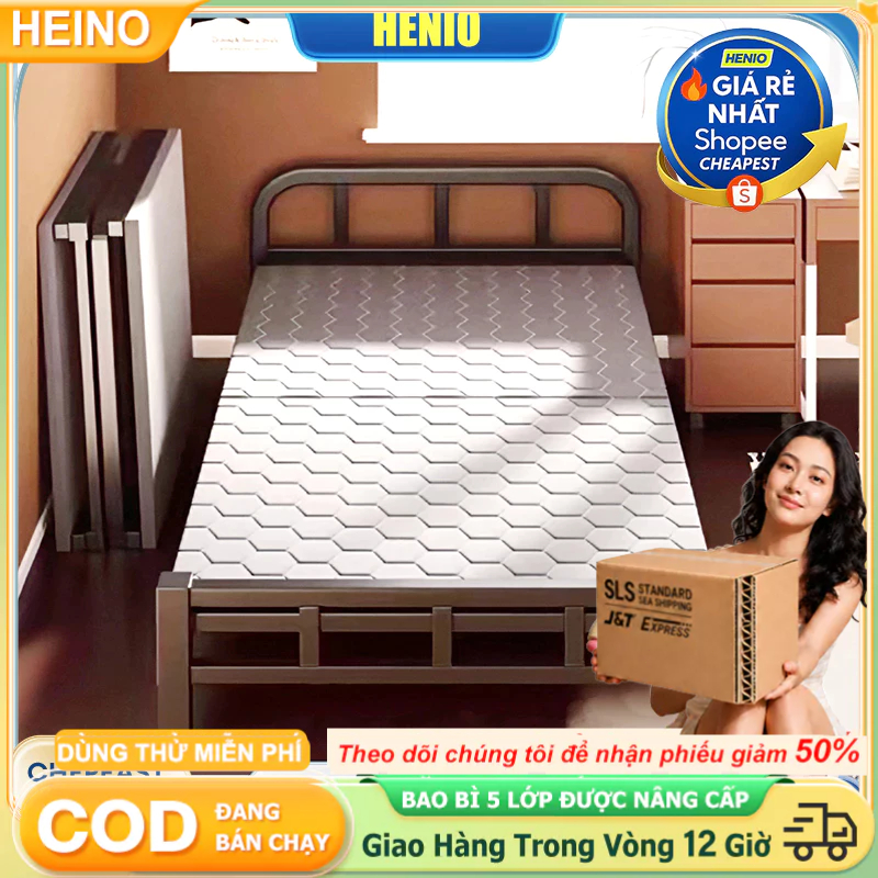 HENIO Giường Gấp Ngủ Trưa Có Nệm Mềm Giường Xếp Cho Người Lớn Dùng Trong Phòng Trọ Bệnh Viện